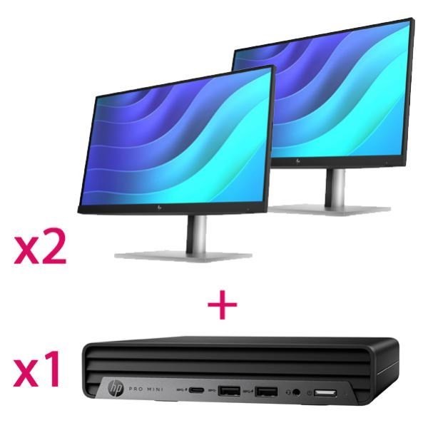 HP Pro Mini 400 G9 -B27SWPT- Intel I5-14500T / 16GB 4800MHz / 512GB SSD / W11P / 3-3-3 + Dual Monitor Bundle 2X 6N4e8aa