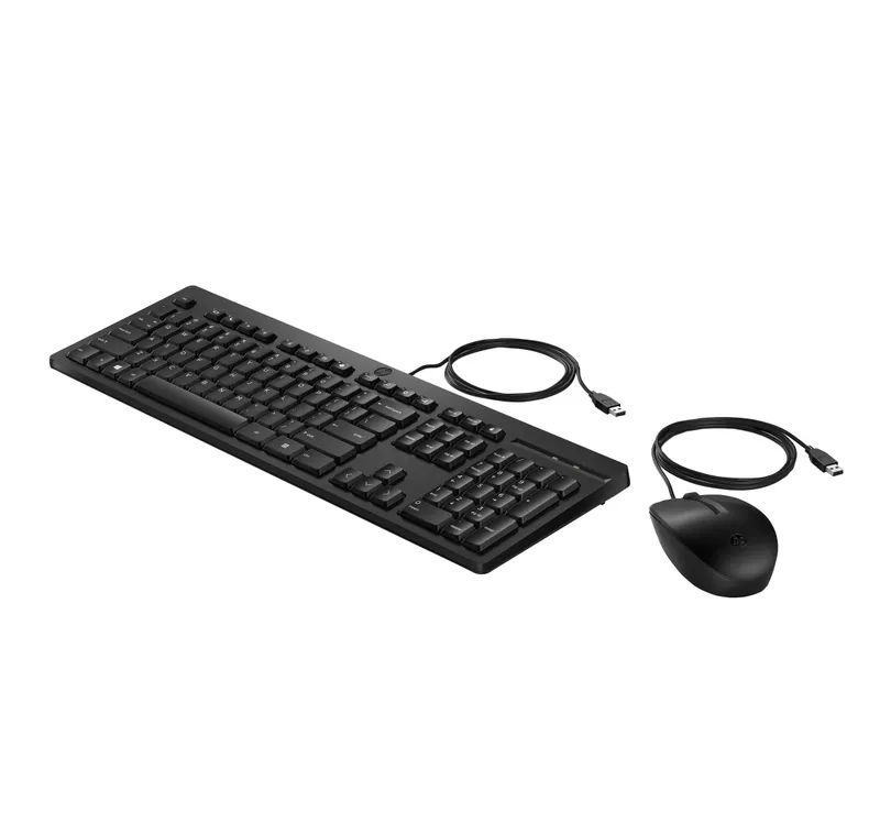 HP 225 USB Wired Desktop Keyboard Mouse Combo G2 USB-A Three button mouse adjustable keyboard feet Easy Clean Plug&Play for Notebook Desktop PC