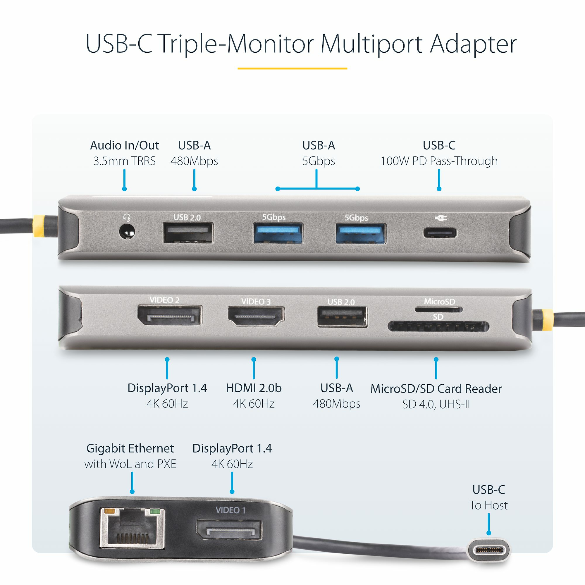 USB-C Triple-Monitor Multiport Adapter thumbnail 2