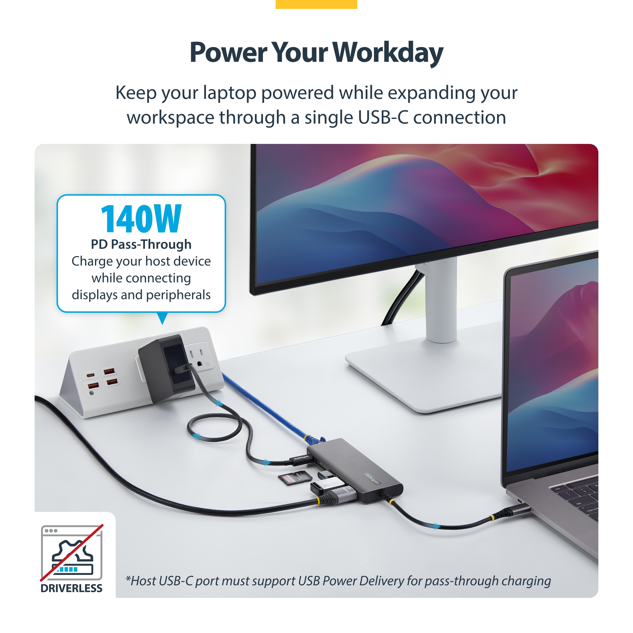 STARTECH.COM USB-C TO HDMI MULTIPORT HUB, 140W, 4K 60HZ, 10GBPS, SD SLOT, 3 YR thumbnail 4