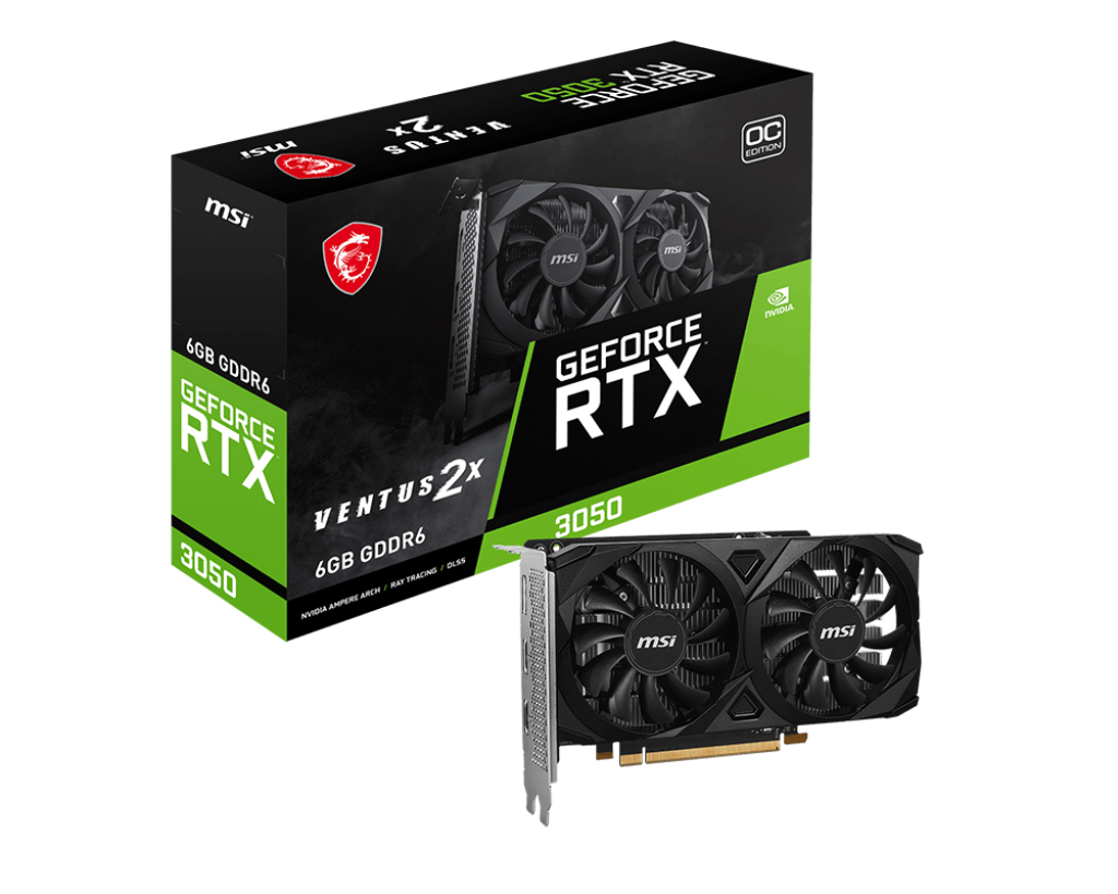 MSI nVidia GeForce RTX 3050 VENTUS 2X E 6G OC, Boost: 1492 MHz, CUDA 2304 Units, 6GB GDDR6, HDMI x 2 thumbnail 2