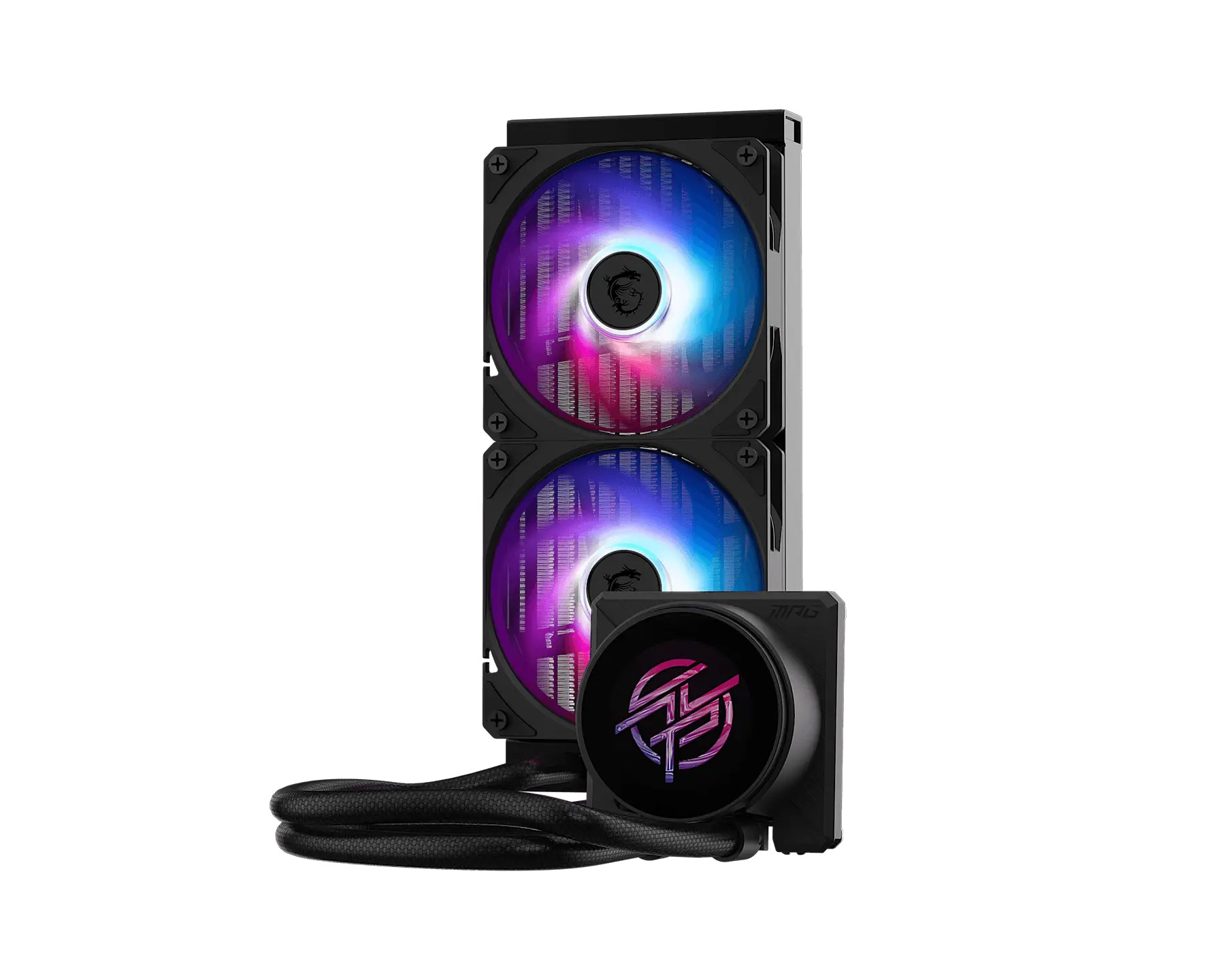 MSI MPG CORELIQUID P22 240 - BLACK, 240mm AIO CPU cooler with 2.1' IPS LCD, dual ARGB fans, and Intel LGA1700/1851 & AMD AM4/AM5 support thumbnail 2