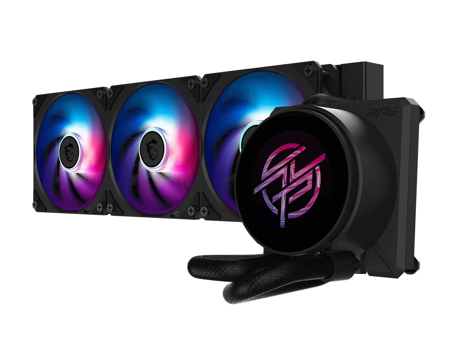 MSI MPG CORELIQUID P22 360 Black, 360mm AIO, 2.1' IPS LCD, 540x540, 3x120mm ARGB Fans, 2000RPM, 62.6CFM, LGA1700/1851, AM4/AM5 thumbnail 1