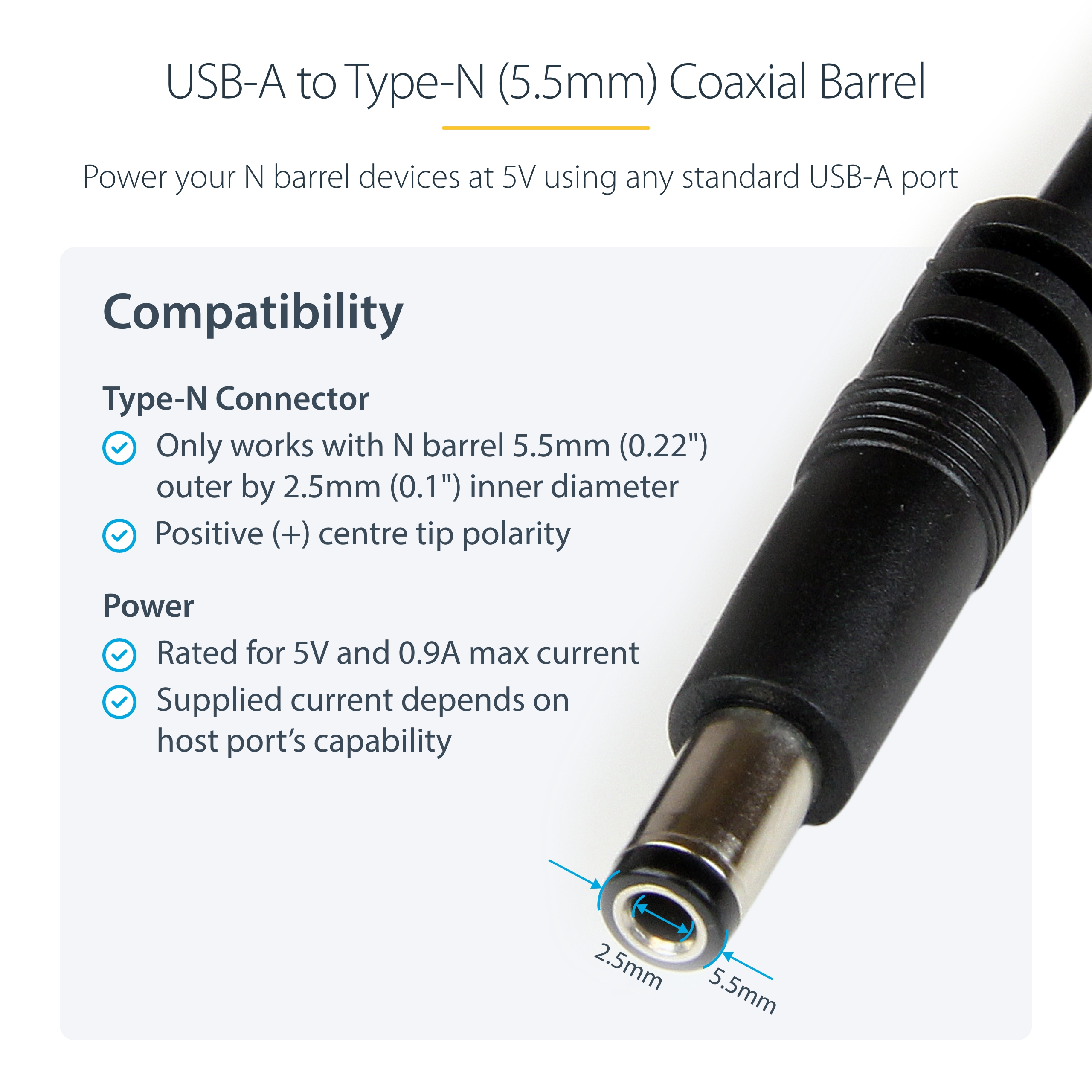 1m USB to 5V DC Power Cable thumbnail 1