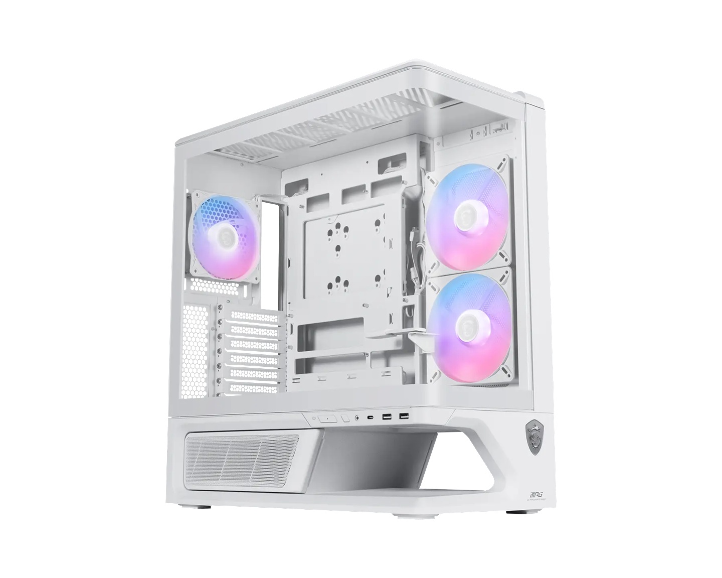 MSI MPG VIXTA 300R PZ - WHITE, Mid-tower case with panoramic tempered glass, 3 ARGB fans, USB-C 20Gbps, ATX/back-connect support, 420mm GPU cleara thumbnail 4