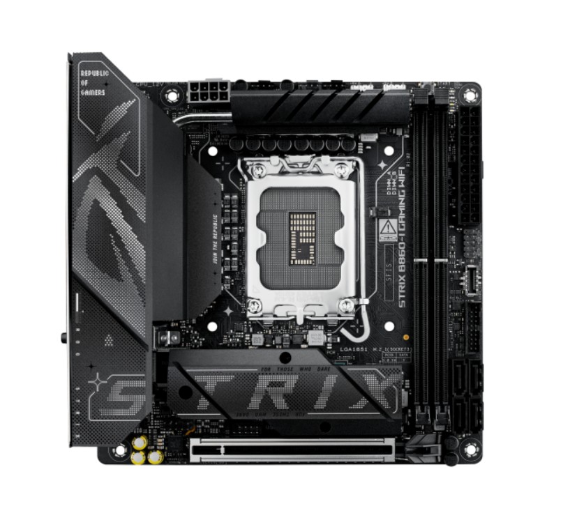 ASUS ROG STRIX B860-I GAMING WIFI LGA1851 Mini-ITX Motherboard 128GB, DDR5, 1 x PCIe 5.0,  2 x M.2 slots,  4 x SATA, WiFi 7, 1 x HDMI, 1 x DP thumbnail 1