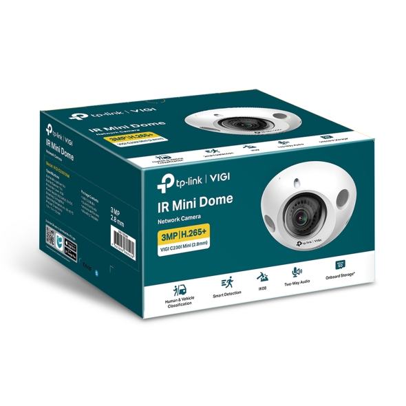 TP-Link VIGI 3MP C230I Mini(2.8mm) IR Mini Dome Network Camera, 2.8mm Ultra-wide Angle Lens, Smart Detection, 3YW thumbnail 3