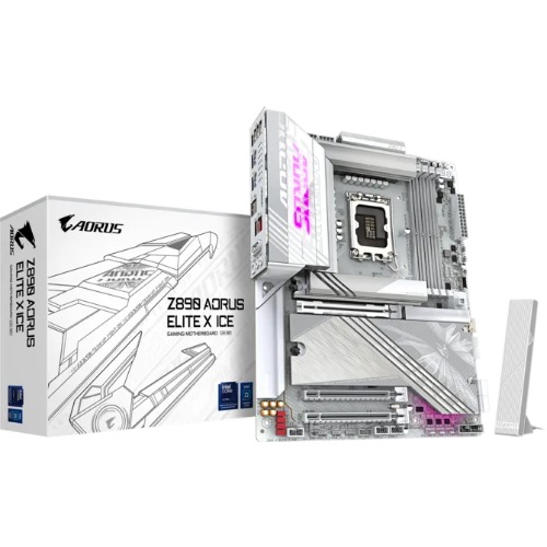 Gigabyte Z890 AORUS ELITE X ICE MB Intel LGA 1851 ATX Motherboard, 4x DDR5 ~256GB, 3x PCI-E x16, 4x M.2, 4x SATA,  5x USB 3.2, 1x USB-C, 4x USB 2.0 thumbnail 4